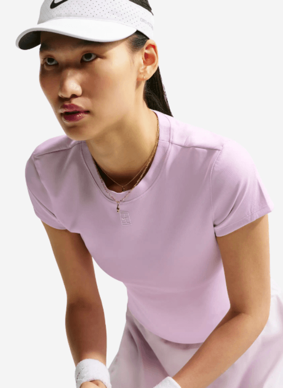 NikeCourt Advantage Women's Dri-FIT Short Sleeve Tennis Top (Pink / White)