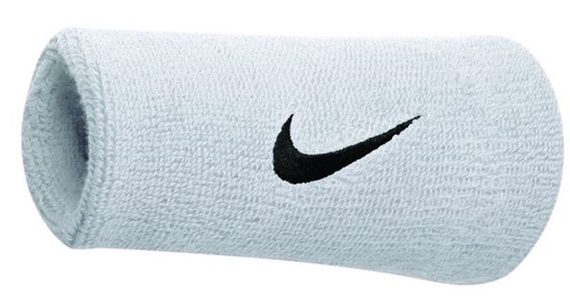 Nike Swoosh Doublewide Wristband 2 Pack (Hvit)